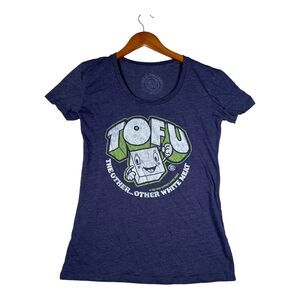 Cute Tofu Face Women's T-Shirt Funny Vegan Other White Meat Vegetarian Sz M